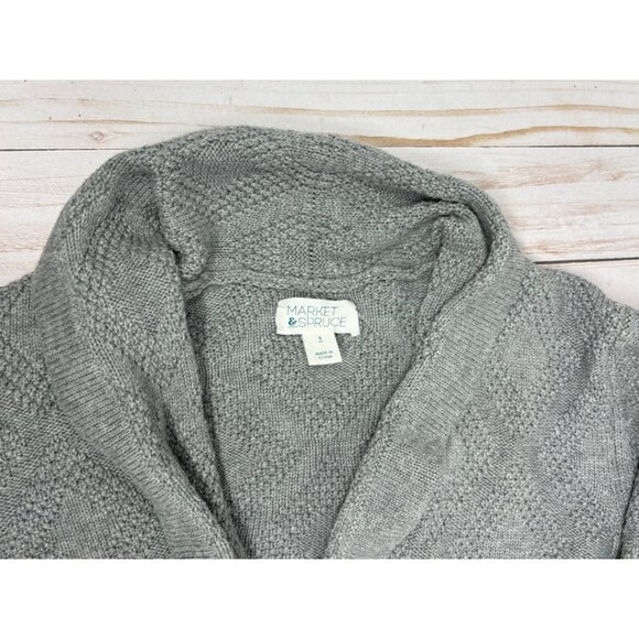 Market & Spruce Gray Knit Cardigan with pockets - Picture 8 of 10